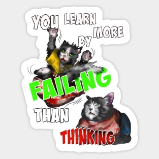 wise cat falling fail Sticker